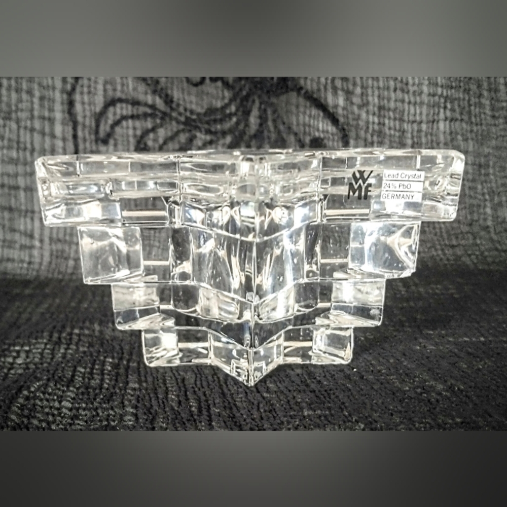 Vintage Germany WMF Lead Crystal Star Shaped Candle Holder